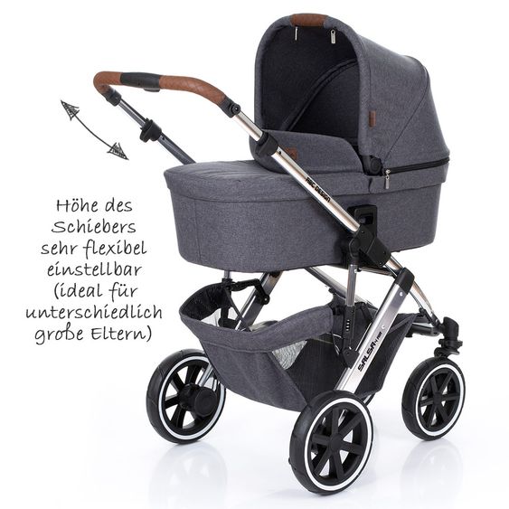 ABC Design 3in1 Kinderwagenset Salsa 4 Air - Diamond Special Edition - inkl. Babywanne, Babyschale & Zubehörpaket - Asphalt