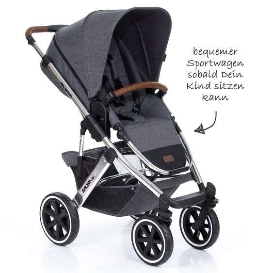 ABC Design 3in1 Kinderwagenset Salsa 4 Air - Diamond Special Edition - inkl. Babywanne, Babyschale & Zubehörpaket - Asphalt