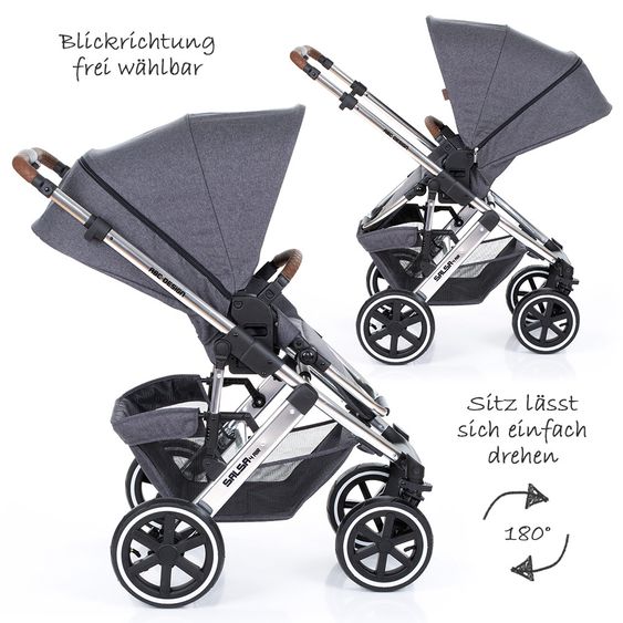 ABC Design 3in1 Kinderwagenset Salsa 4 Air - Diamond Special Edition - inkl. Babywanne, Babyschale & Zubehörpaket - Asphalt