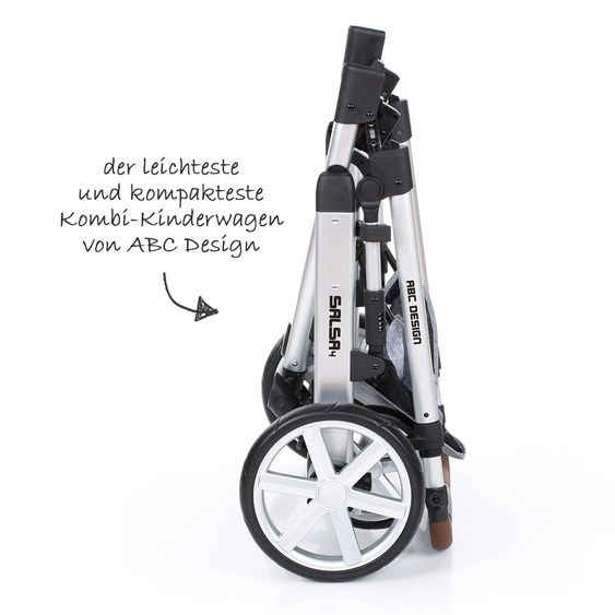 ABC Design 3in1 Kinderwagenset Salsa 4 - inkl. Babywanne, Sportsitz, Babyschale & Zubehörpaket - Graphite Grey