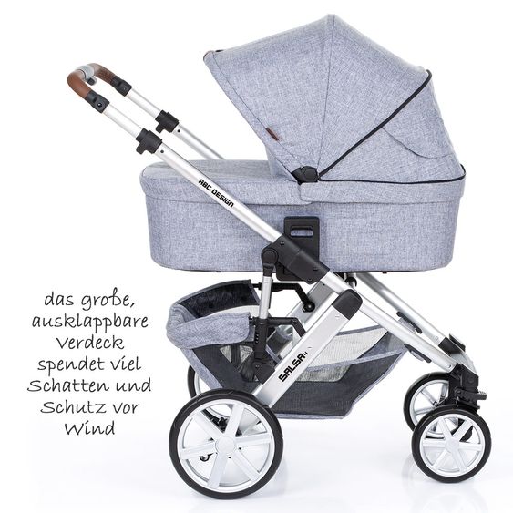 ABC Design 3in1 Kinderwagenset Salsa 4 - inkl. Babywanne, Sportsitz, Babyschale & Zubehörpaket - Graphite Grey