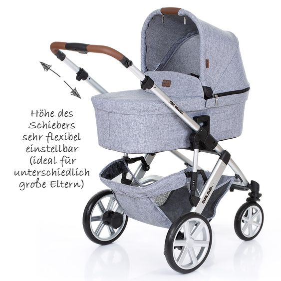 ABC Design 3in1 Kinderwagenset Salsa 4 - inkl. Babywanne, Sportsitz, Babyschale & Zubehörpaket - Graphite Grey