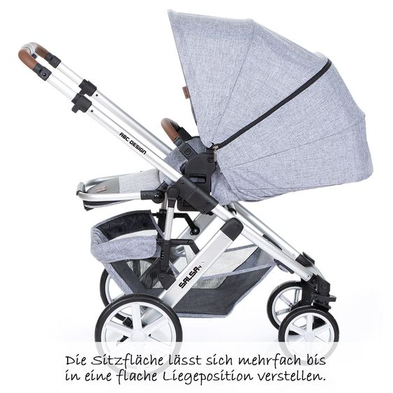 ABC Design 3in1 Kinderwagenset Salsa 4 - inkl. Babywanne, Sportsitz, Babyschale & Zubehörpaket - Graphite Grey