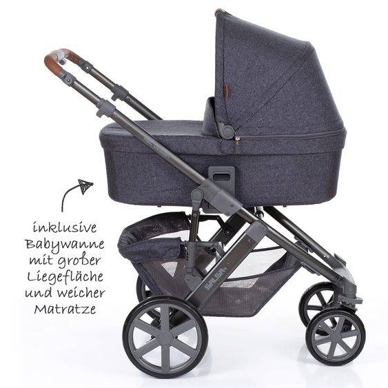 ABC Design 3in1 Kinderwagenset Salsa 4 - inkl. Babywanne, Sportsitz, Babyschale & Zubehörpaket - Street