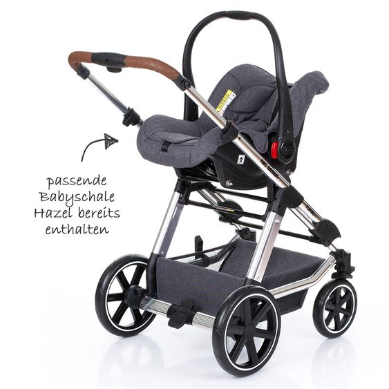 ABC Design Set di passeggini 3in1 Turbo 4 T - Diamond Special Edition - inclusi navicella, marsupio e pacchetto accessori - Asfalto