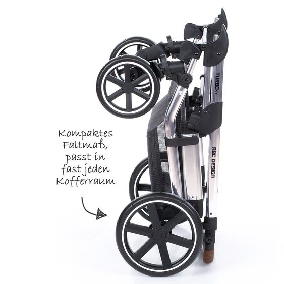 ABC Design Set di passeggini 3in1 Turbo 4 T - Diamond Special Edition - inclusi navicella, marsupio e pacchetto accessori - Asfalto