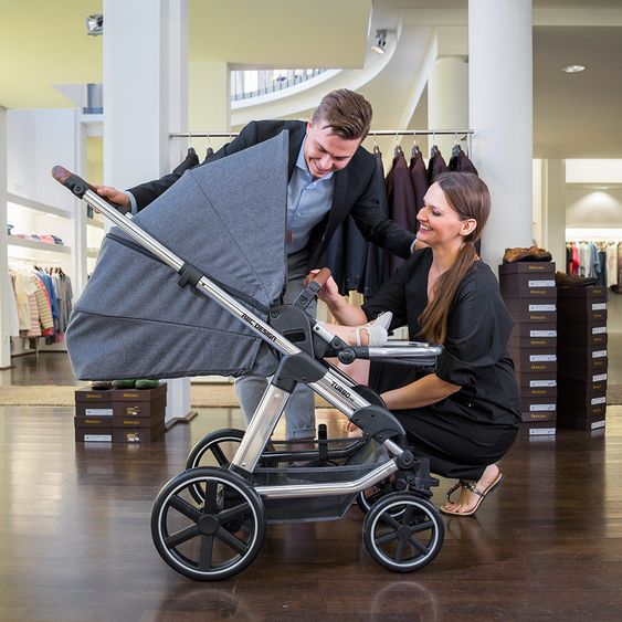 ABC Design Set di passeggini 3in1 Turbo 4 T - Diamond Special Edition - inclusi navicella, marsupio e pacchetto accessori - Asfalto