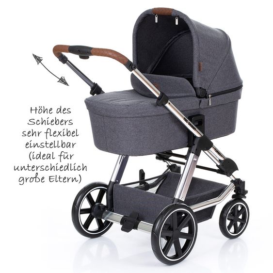 ABC Design Set di passeggini 3in1 Turbo 4 T - Diamond Special Edition - inclusi navicella, marsupio e pacchetto accessori - Asfalto