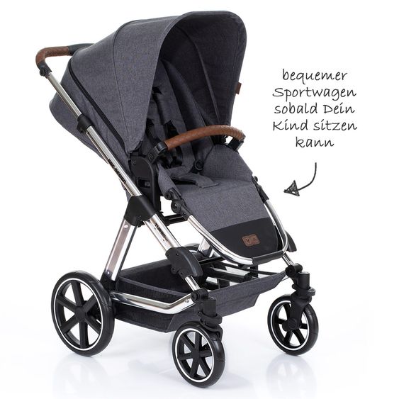ABC Design Set di passeggini 3in1 Turbo 4 T - Diamond Special Edition - inclusi navicella, marsupio e pacchetto accessori - Asfalto