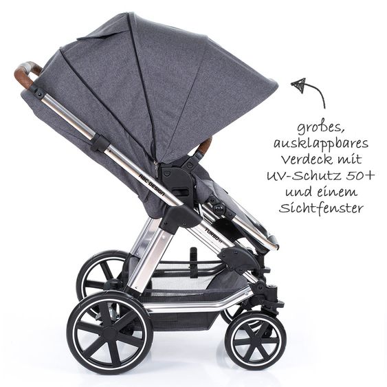 ABC Design Set di passeggini 3in1 Turbo 4 T - Diamond Special Edition - inclusi navicella, marsupio e pacchetto accessori - Asfalto