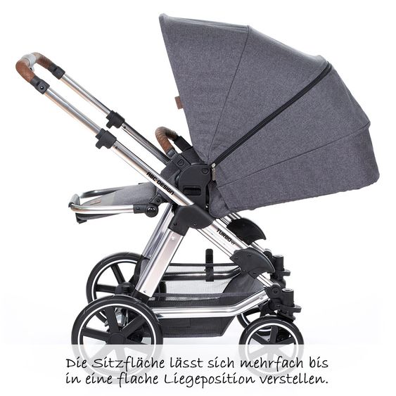 ABC Design Set di passeggini 3in1 Turbo 4 T - Diamond Special Edition - inclusi navicella, marsupio e pacchetto accessori - Asfalto