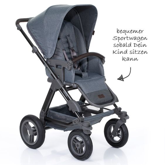 ABC Design 3in1 Kinderwagenset Viper 4 mit Lufträdern - inkl. Autositz, Babywanne, Wechsel-Farbset Ice & Zubehörpaket - Mountain