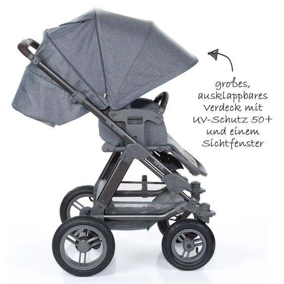 ABC Design 3in1 Kinderwagenset Viper 4 mit Lufträdern - inkl. Autositz, Babywanne, Wechsel-Farbset Ice & Zubehörpaket - Mountain