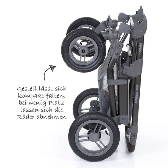 ABC Design 3in1 Kinderwagenset Viper 4 mit Lufträdern - inkl. Autositz, Babywanne, Wechsel-Farbset Ice & Zubehörpaket - Mountain