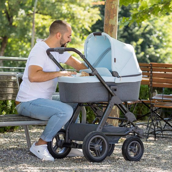 ABC Design 3in1 Kinderwagenset Viper 4 mit Lufträdern - inkl. Autositz, Babywanne, Wechsel-Farbset Ice & Zubehörpaket - Mountain