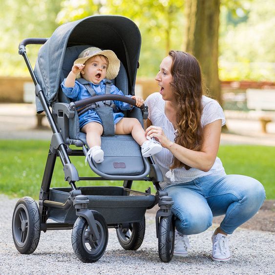 ABC Design 3in1 Kinderwagenset Viper 4 mit Lufträdern - inkl. Autositz, Babywanne, Wechsel-Farbset Ice & Zubehörpaket - Mountain