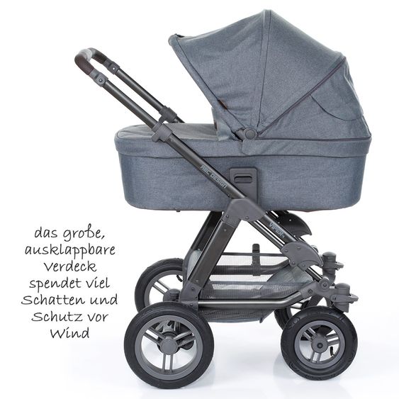 ABC Design 3in1 Kinderwagenset Viper 4 mit Lufträdern - inkl. Autositz, Babywanne, Wechsel-Farbset Ice & Zubehörpaket - Mountain