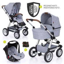 3in1 Kinderwagenset Viper 4 mit Lufträdern - inkl. Babywanne, Babyschale & Zubehörpaket - Graphite Grey