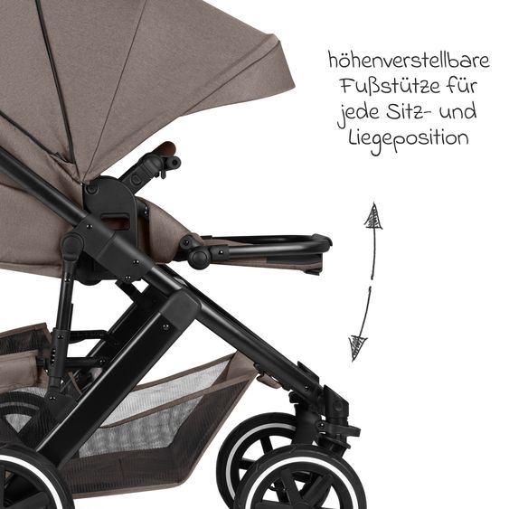 ABC Design 3in1 Kombi-Kinderwagen-Set Salsa 5 Air All in One Set inkl. Maxi Cosi Pebble Pro2, Babywanne, Sportsitz, Adapter - Pure - Nature