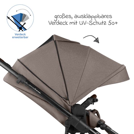 ABC Design 3in1 Kombi-Kinderwagen-Set Salsa 5 Air All in One Set inkl. Maxi Cosi Pebble Pro2, Babywanne, Sportsitz, Adapter - Pure - Nature