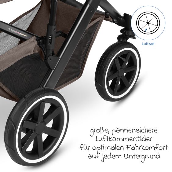 ABC Design 3in1 Kombi-Kinderwagen-Set Salsa 5 Air All in One Set inkl. Maxi Cosi Pebble Pro2, Babywanne, Sportsitz, Adapter - Pure - Nature