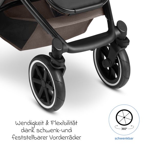 ABC Design 3in1 Kombi-Kinderwagen-Set Salsa 5 Air All in One Set inkl. Maxi Cosi Pebble Pro2, Babywanne, Sportsitz, Adapter - Pure - Nature