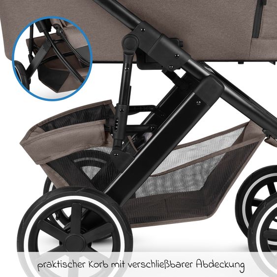 ABC Design 3in1 Kombi-Kinderwagen-Set Salsa 5 Air All in One Set inkl. Maxi Cosi Pebble Pro2, Babywanne, Sportsitz, Adapter - Pure - Nature