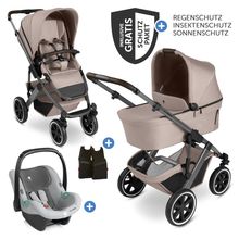 3in1 Combi Stroller Set Salsa 5 Air incl. Carrycot, Seat Unit, Tulip Pearl Infant Car Seat & XXL Accessory Package - Camel