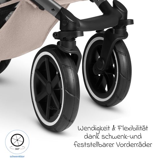 ABC Design 3in1 Combi Stroller Set Salsa 5 Air incl. Carrycot, Seat Unit, Tulip Pearl Infant Car Seat & XXL Accessory Package - Camel