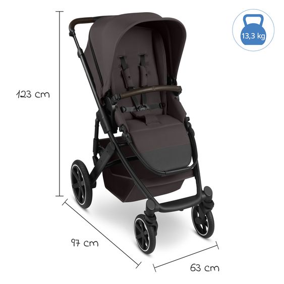 ABC Design 3in1 Combi Stroller Set Salsa Core All in One with foldable carrycot, Calla infant car seat with reclining function, sports seat, adapter incl. accessory pack - Falcon