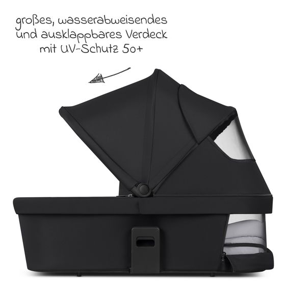 ABC Design 3in1 Combi Stroller Set Salsa Core All in One with foldable carrycot, Calla infant car seat with reclining function, sports seat, adapter incl. accessory pack - Ink