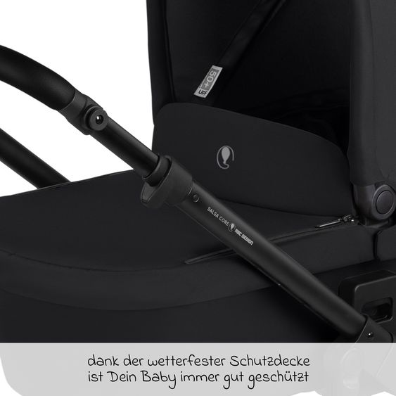 ABC Design 3in1 Combi Stroller Set Salsa Core All in One with foldable carrycot, Calla infant car seat with reclining function, sports seat, adapter incl. accessory pack - Ink