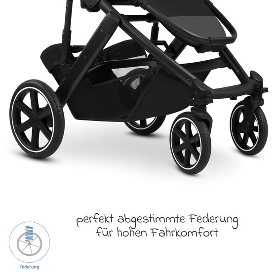 ABC Design 3in1 Combi Stroller Set Salsa Core All in One with foldable carrycot, Calla infant car seat with reclining function, sports seat, adapter incl. accessory pack - Ink