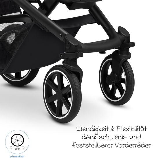 ABC Design 3in1 Combi Stroller Set Salsa Core All in One with foldable carrycot, Calla infant car seat with reclining function, sports seat, adapter incl. accessory pack - Ink