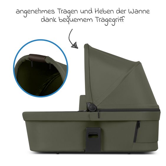 ABC Design 3in1 Kombi-Kinderwagen-Set Salsa Core All in One mit faltbarer Babywanne, Babyschale Calla mit Liegefunktion, Sportsitz,  Adapter inkl. Zubehörpaket - Olive