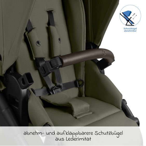 ABC Design 3in1 Kombi-Kinderwagen-Set Salsa Core All in One mit faltbarer Babywanne, Babyschale Calla mit Liegefunktion, Sportsitz,  Adapter inkl. Zubehörpaket - Olive