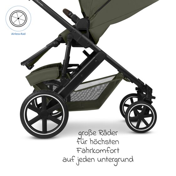 ABC Design 3in1 Kombi-Kinderwagen-Set Salsa Core All in One mit faltbarer Babywanne, Babyschale Calla mit Liegefunktion, Sportsitz,  Adapter inkl. Zubehörpaket - Olive