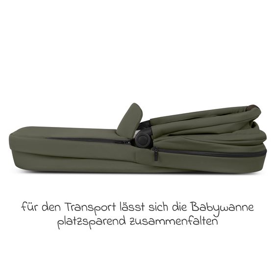ABC Design 3in1 Kombi-Kinderwagen-Set Salsa Core All in One mit faltbarer Babywanne, Babyschale Calla mit Liegefunktion, Sportsitz,  Adapter inkl. Zubehörpaket - Olive