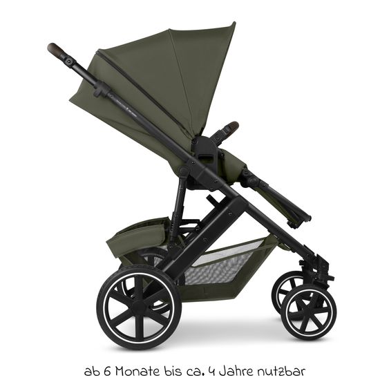 ABC Design 3in1 Kombi-Kinderwagen-Set Salsa Core All in One mit faltbarer Babywanne, Babyschale Calla mit Liegefunktion, Sportsitz,  Adapter inkl. Zubehörpaket - Olive