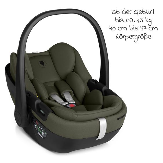 ABC Design 3in1 Kombi-Kinderwagen-Set Salsa Core All in One mit faltbarer Babywanne, Babyschale Calla mit Liegefunktion, Sportsitz,  Adapter inkl. Zubehörpaket - Olive