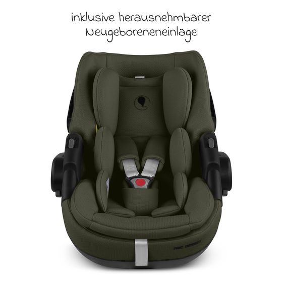 ABC Design 3in1 Kombi-Kinderwagen-Set Salsa Core All in One mit faltbarer Babywanne, Babyschale Calla mit Liegefunktion, Sportsitz,  Adapter inkl. Zubehörpaket - Olive