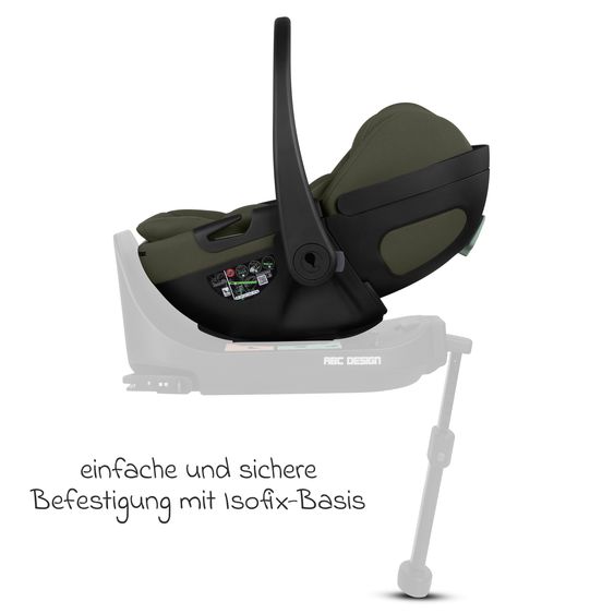 ABC Design 3in1 Kombi-Kinderwagen-Set Salsa Core All in One mit faltbarer Babywanne, Babyschale Calla mit Liegefunktion, Sportsitz,  Adapter inkl. Zubehörpaket - Olive