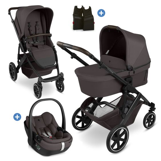 ABC Design 3in1 Kombi-Kinderwagen-Set Salsa Core All in One Set mit faltbarer Babywanne, Babyschale Calla mit Liegefunktion, Sportsitz,  Adapter - Falcon