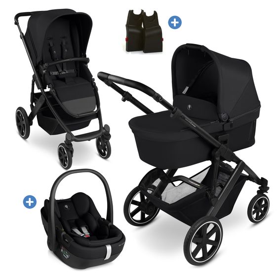 ABC Design 3in1 Kombi-Kinderwagen-Set Salsa Core All in One Set mit faltbarer Babywanne, Babyschale Calla mit Liegefunktion, Sportsitz,  Adapter - Ink
