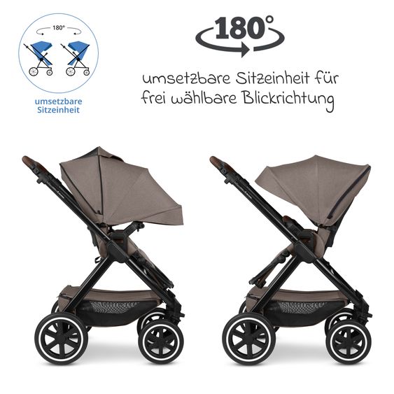 ABC Design Set passeggino combinato 3in1 Samba 2 All in One Set con Maxi Cosi Pebble Pro2, navicella, seggiolino sportivo, adattatore - Pure - Nature