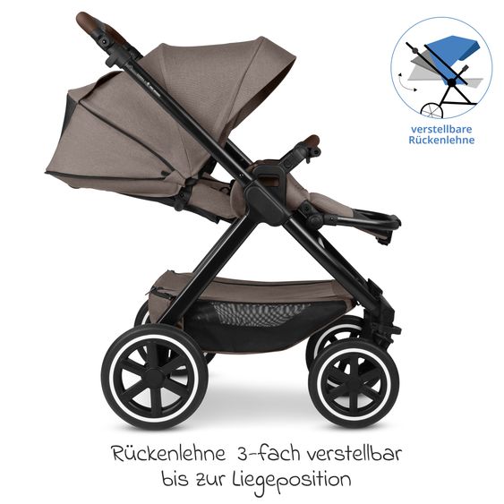 ABC Design Set passeggino combinato 3in1 Samba 2 All in One Set con Maxi Cosi Pebble Pro2, navicella, seggiolino sportivo, adattatore - Pure - Nature