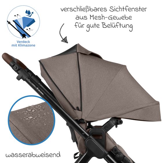 ABC Design 3in1 Kombi-Kinderwagen-Set Samba 2 All in One Set inkl. Maxi Cosi Pebble Pro2, Babywanne, Sportsitz, Adapter - Pure - Nature