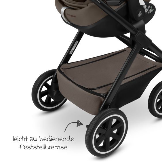 ABC Design Set passeggino combinato 3in1 Samba 2 All in One Set con Maxi Cosi Pebble Pro2, navicella, seggiolino sportivo, adattatore - Pure - Nature