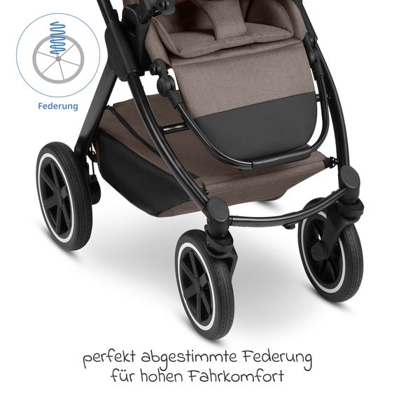 ABC Design Set passeggino combinato 3in1 Samba 2 All in One Set con Maxi Cosi Pebble Pro2, navicella, seggiolino sportivo, adattatore - Pure - Nature