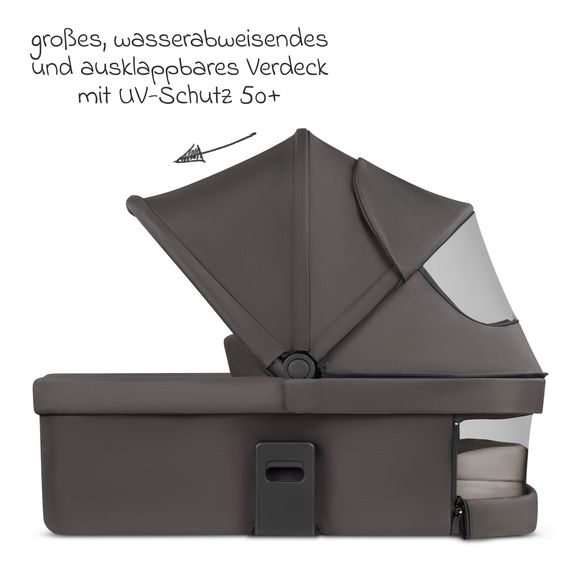 ABC Design Set Passeggino 3in1 Kombi Sierra All in One con navicella pieghevole, seggiolino auto per neonati Tulip, seggiolino sportivo, adattatore incl. pacchetto accessori - Noce